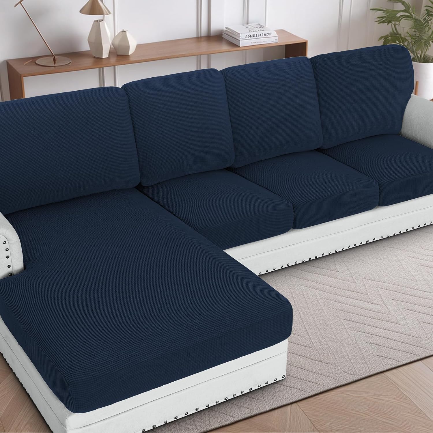 H.VERSAILTEX Sectional Couch Covers 8 Pieces Stretch Sofa Covers for Sectional Sofa