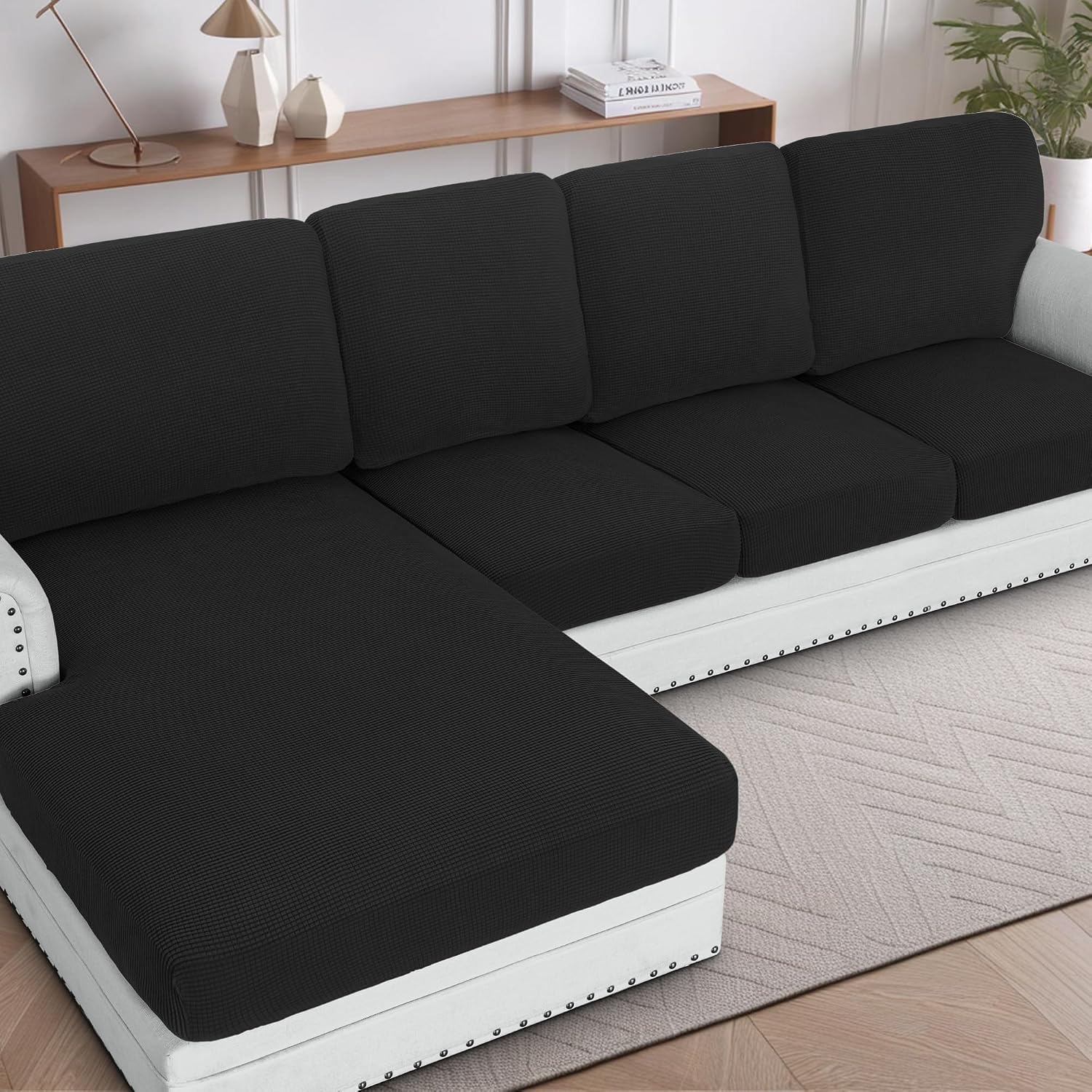 H.VERSAILTEX Sectional Couch Covers 8 Pieces Stretch Sofa Covers for Sectional Sofa