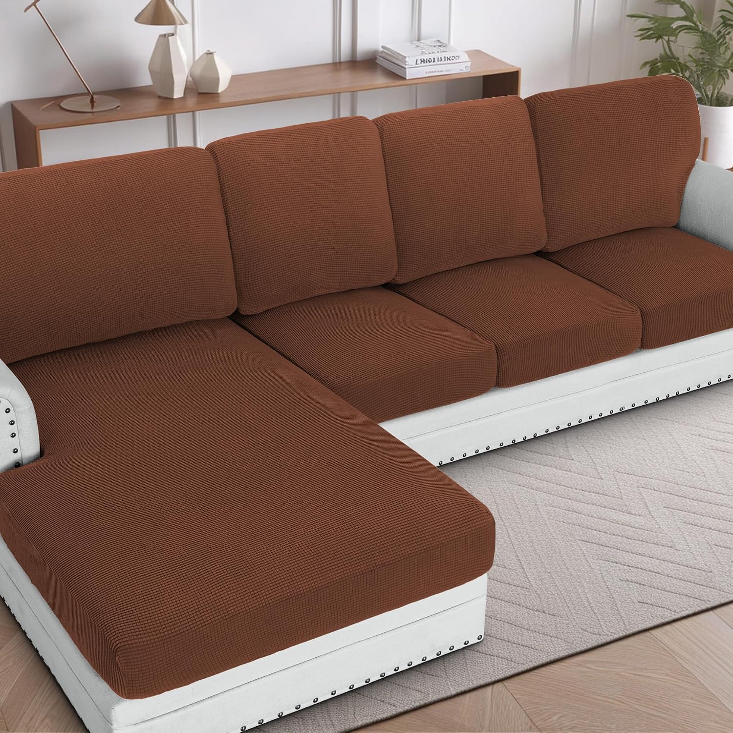 H.VERSAILTEX Sectional Couch Covers 8 Pieces Stretch Sofa Covers for Sectional Sofa