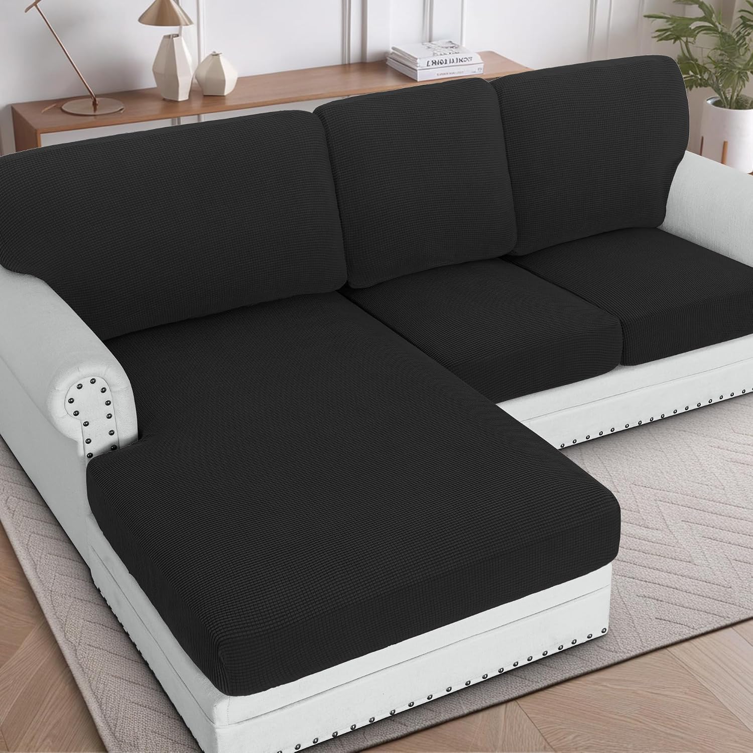 H.VERSAILTEX Sectional Couch Covers 8 Pieces Stretch Sofa Covers for Sectional Sofa