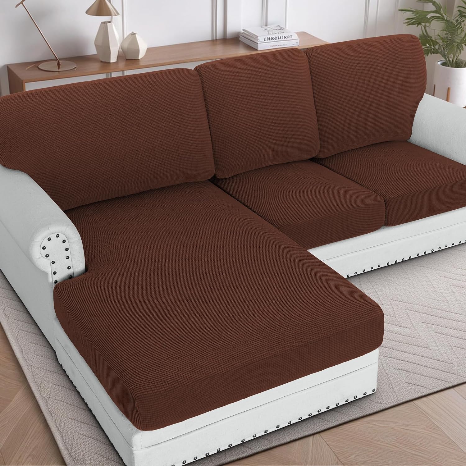 H.VERSAILTEX Sectional Couch Covers 8 Pieces Stretch Sofa Covers for Sectional Sofa