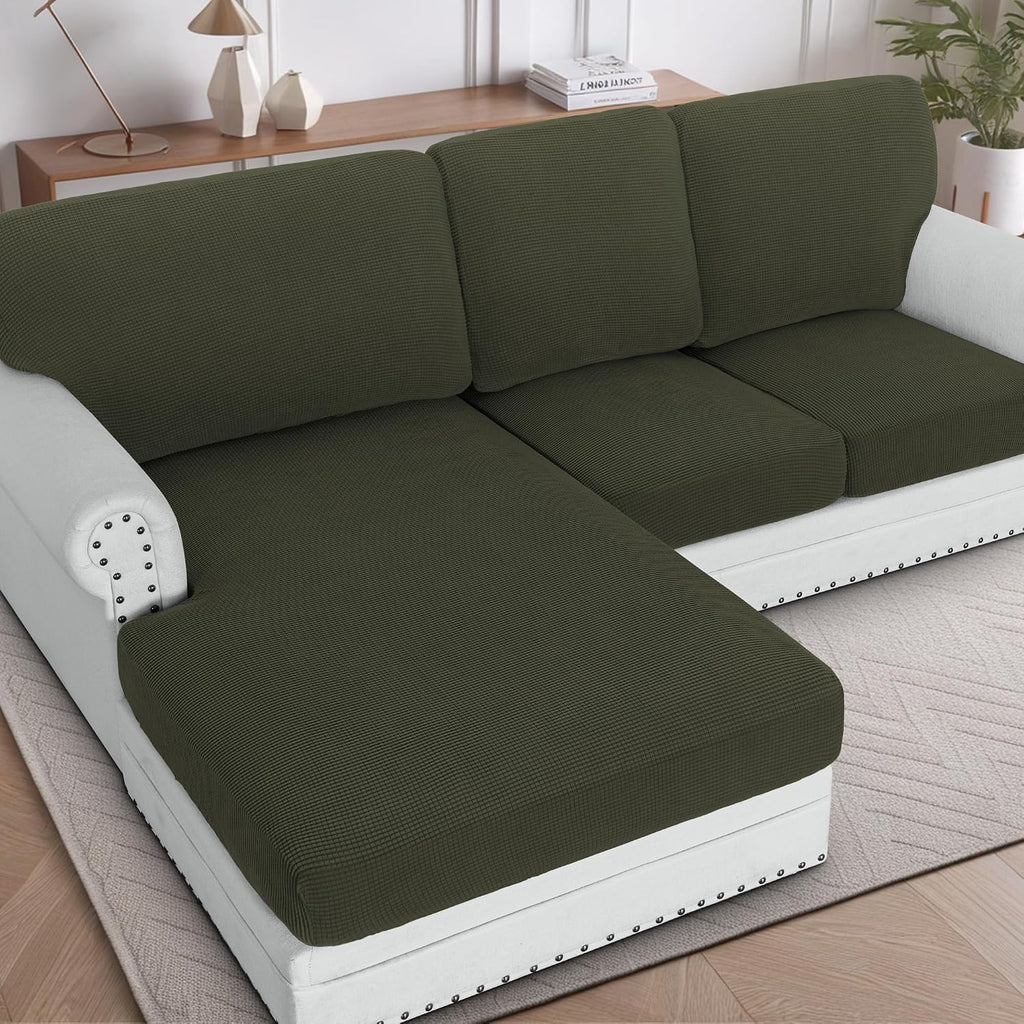 H.VERSAILTEX Sectional Couch Covers 8 Pieces Stretch Sofa Covers for Sectional Sofa