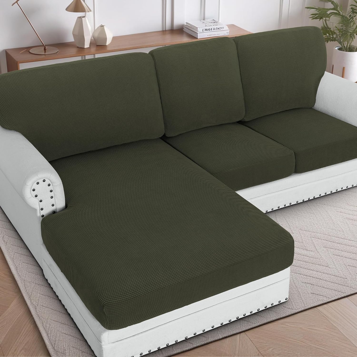 H.VERSAILTEX Sectional Couch Covers 8 Pieces Stretch Sofa Covers for Sectional Sofa