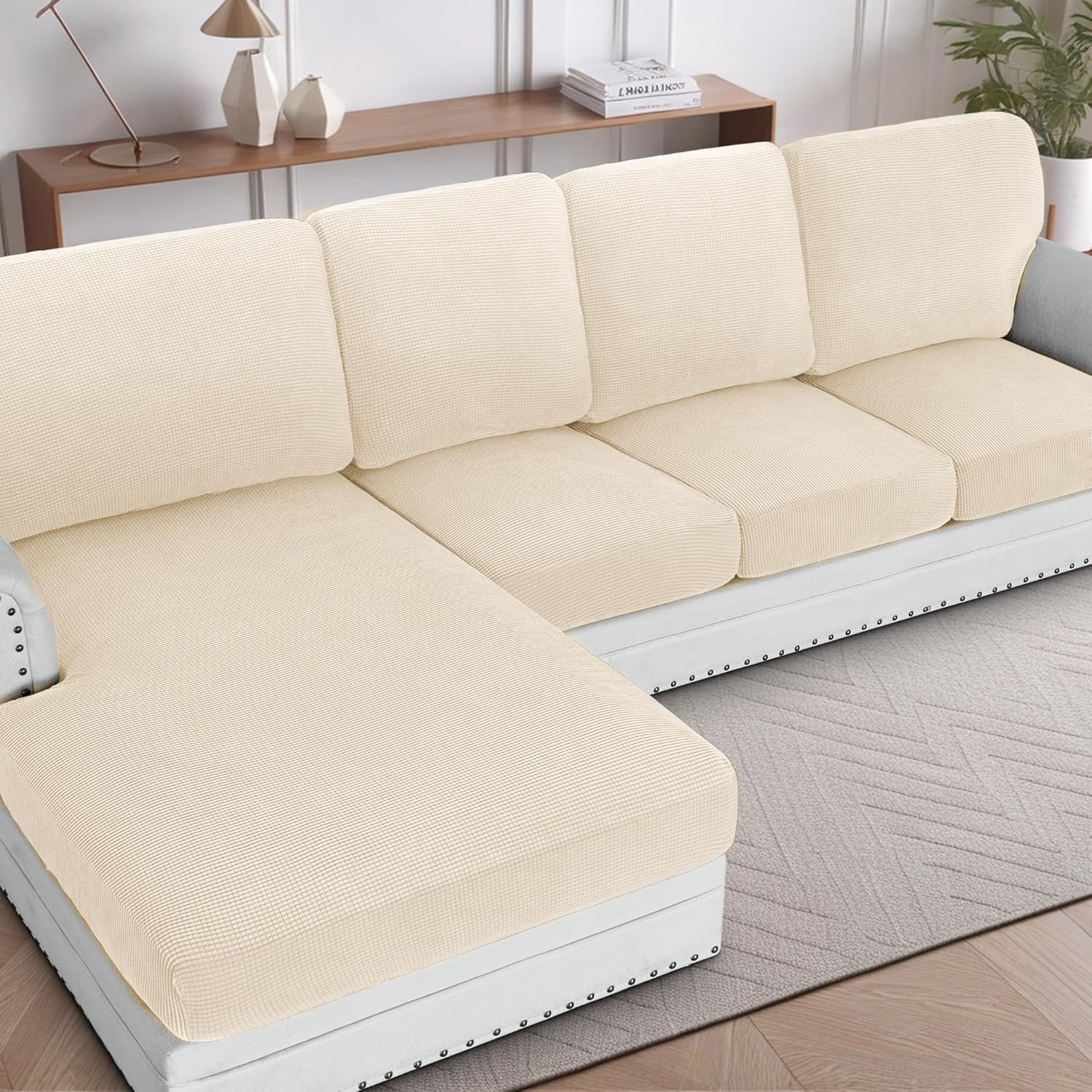 H.VERSAILTEX Sectional Couch Covers 8 Pieces Stretch Sofa Covers for Sectional Sofa