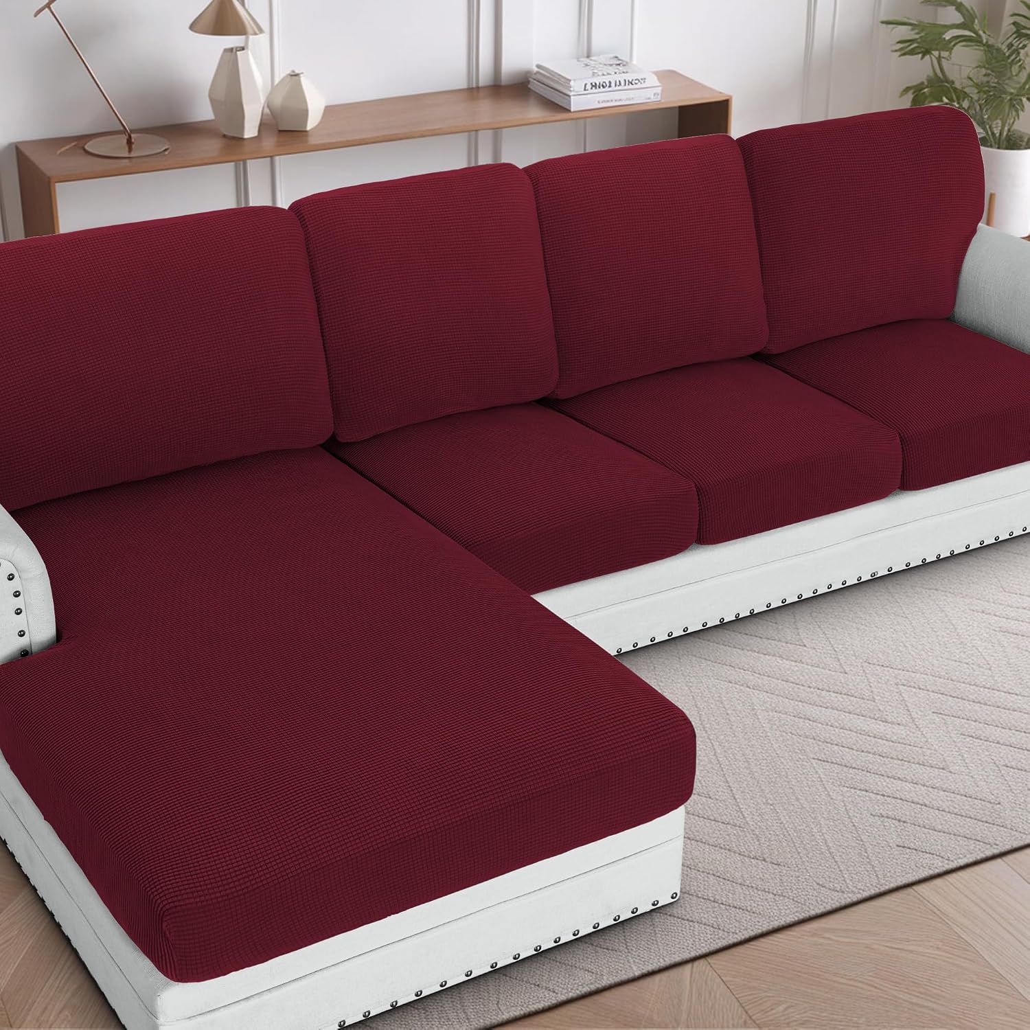 H.VERSAILTEX Sectional Couch Covers 8 Pieces Stretch Sofa Covers for Sectional Sofa