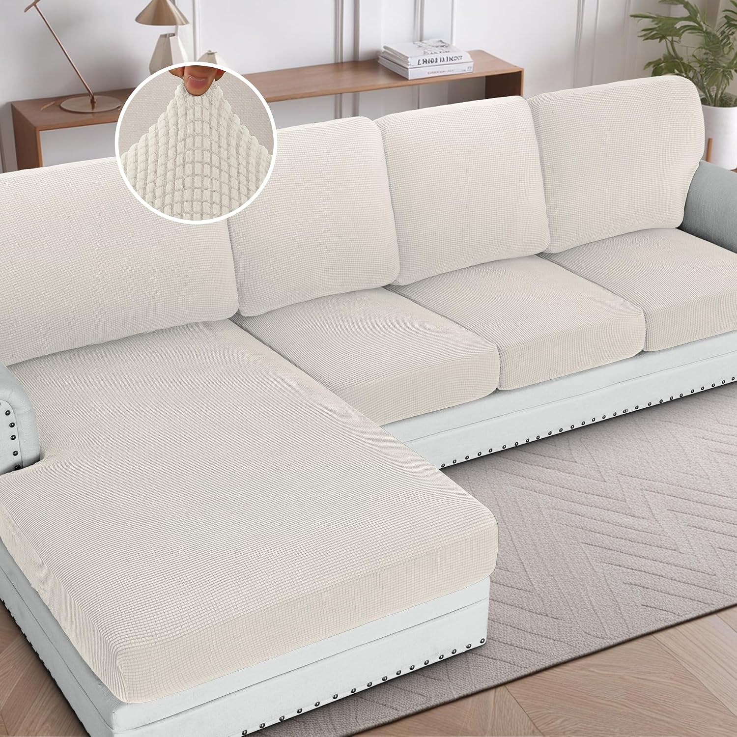 H.VERSAILTEX Sectional Couch Covers 8 Pieces Stretch Sofa Covers for Sectional Sofa