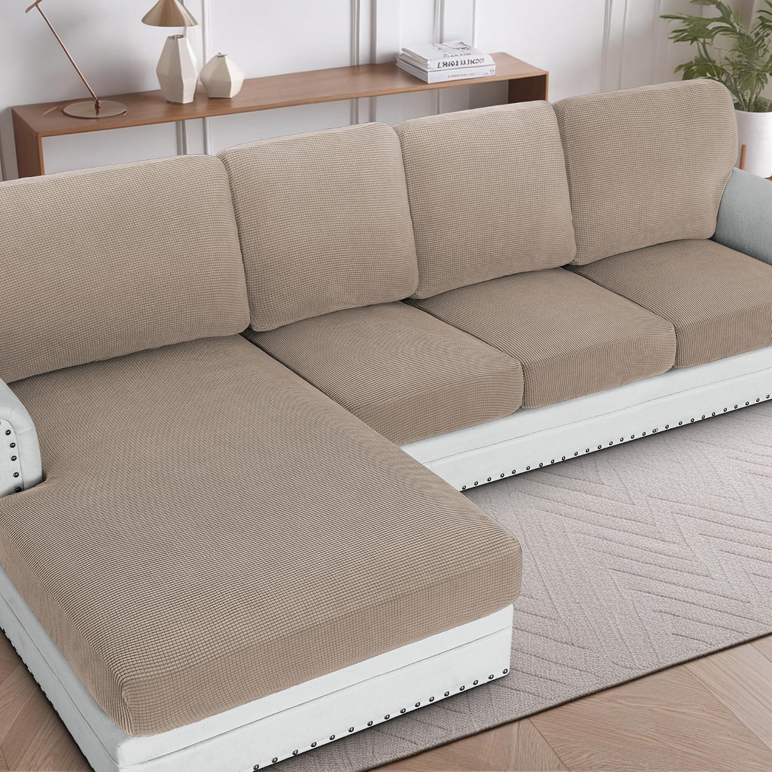 H.VERSAILTEX Sectional Couch Covers 8 Pieces Stretch Sofa Covers for Sectional Sofa