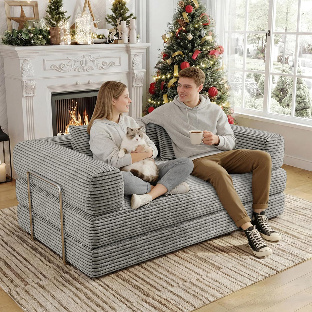 Single Couch Sofa for Small Spaces 2 in 1 Convertible Sleeper Sofa