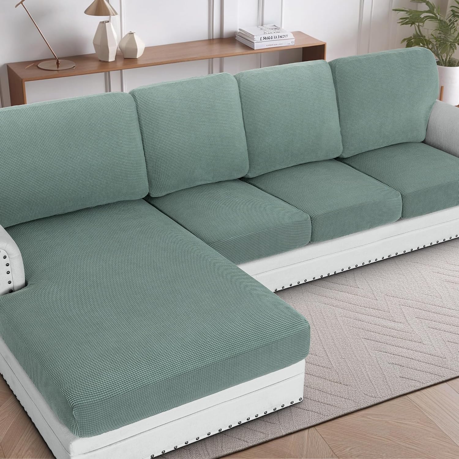 H.VERSAILTEX Sectional Couch Covers 8 Pieces Stretch Sofa Covers for Sectional Sofa