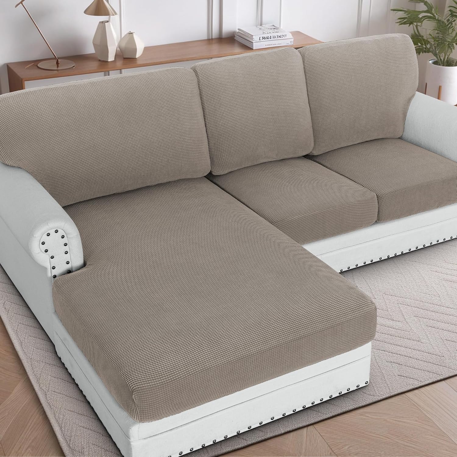 H.VERSAILTEX Sectional Couch Covers 8 Pieces Stretch Sofa Covers for Sectional Sofa