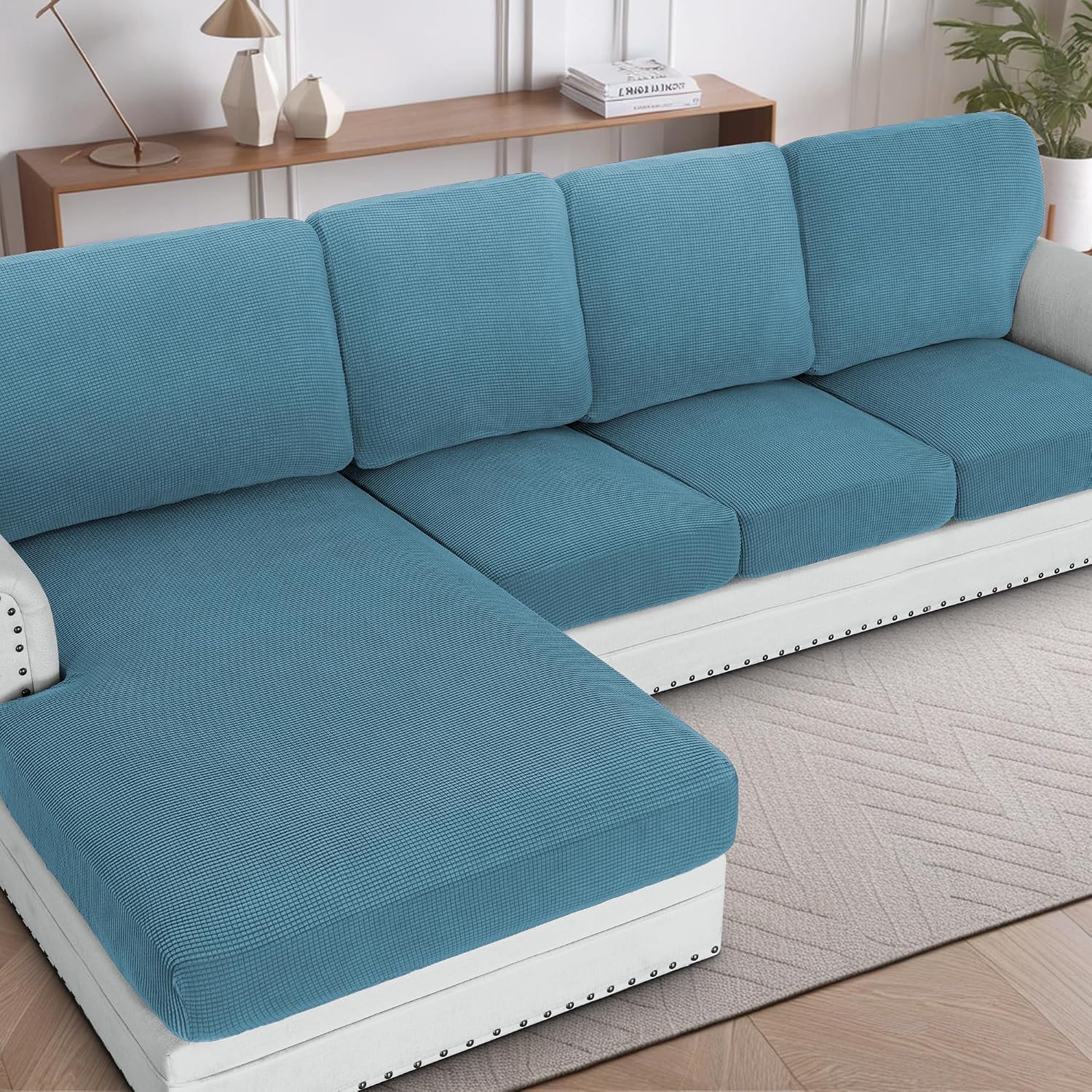 H.VERSAILTEX Sectional Couch Covers 8 Pieces Stretch Sofa Covers for Sectional Sofa