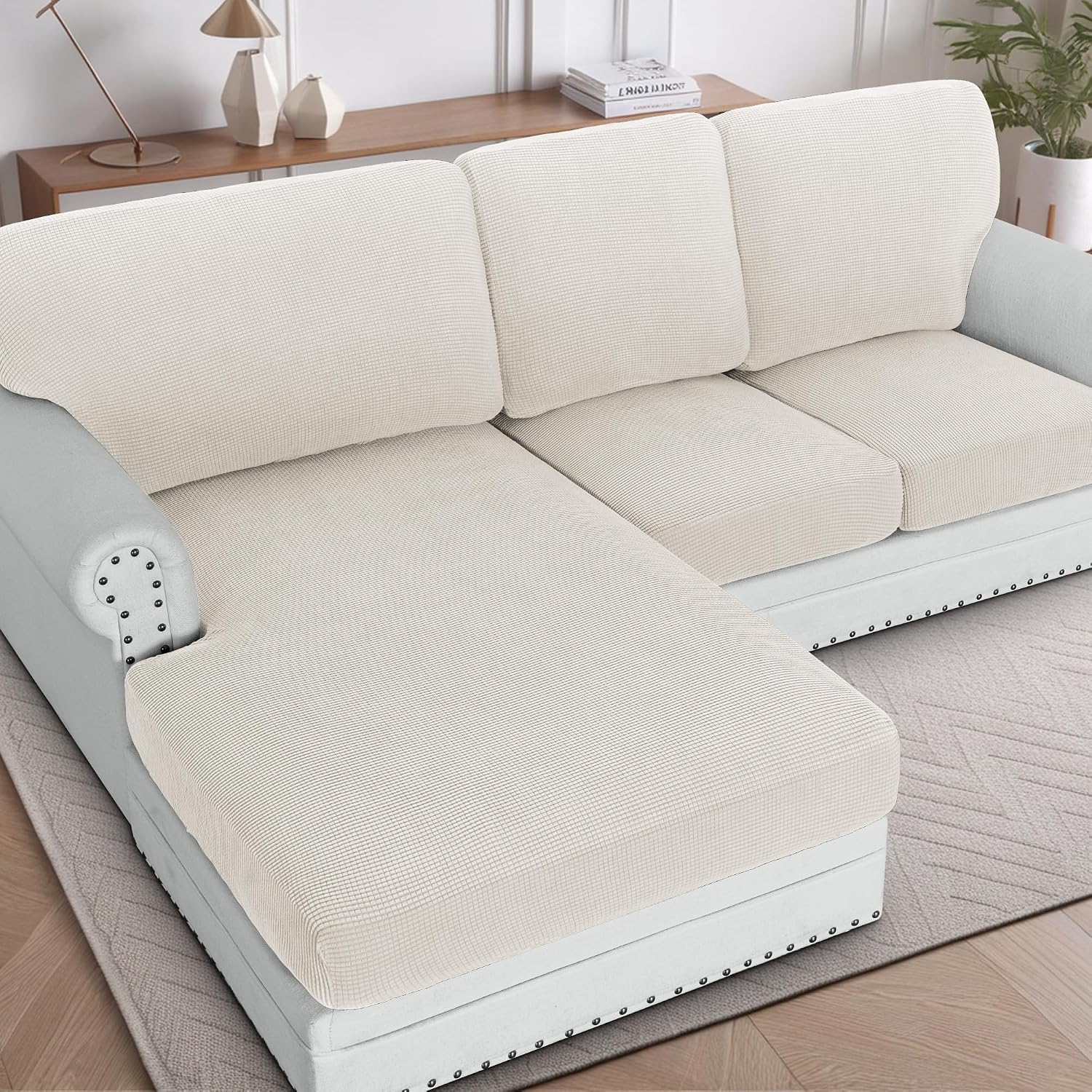 H.VERSAILTEX Sectional Couch Covers 8 Pieces Stretch Sofa Covers for Sectional Sofa
