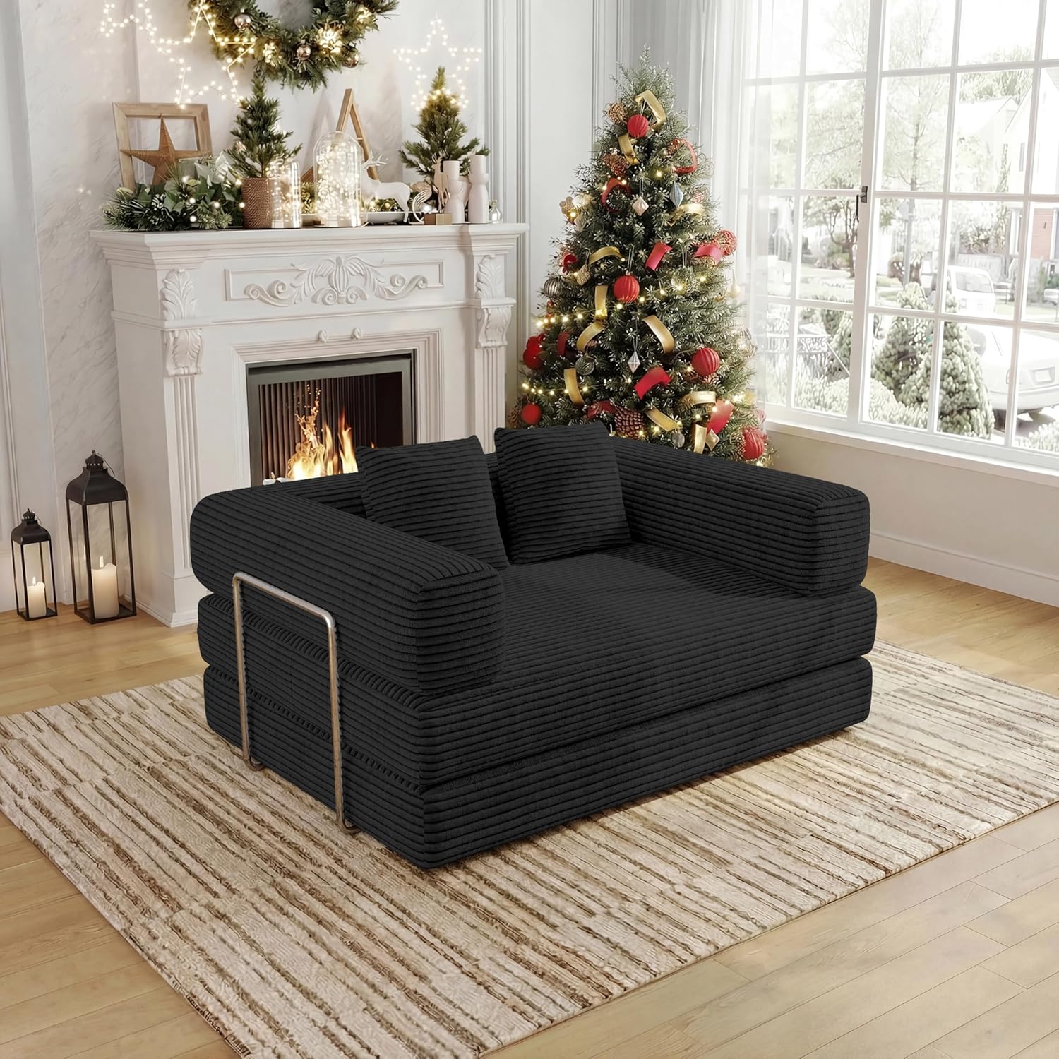Single Couch Sofa for Small Spaces 2 in 1 Convertible Sleeper Sofa
