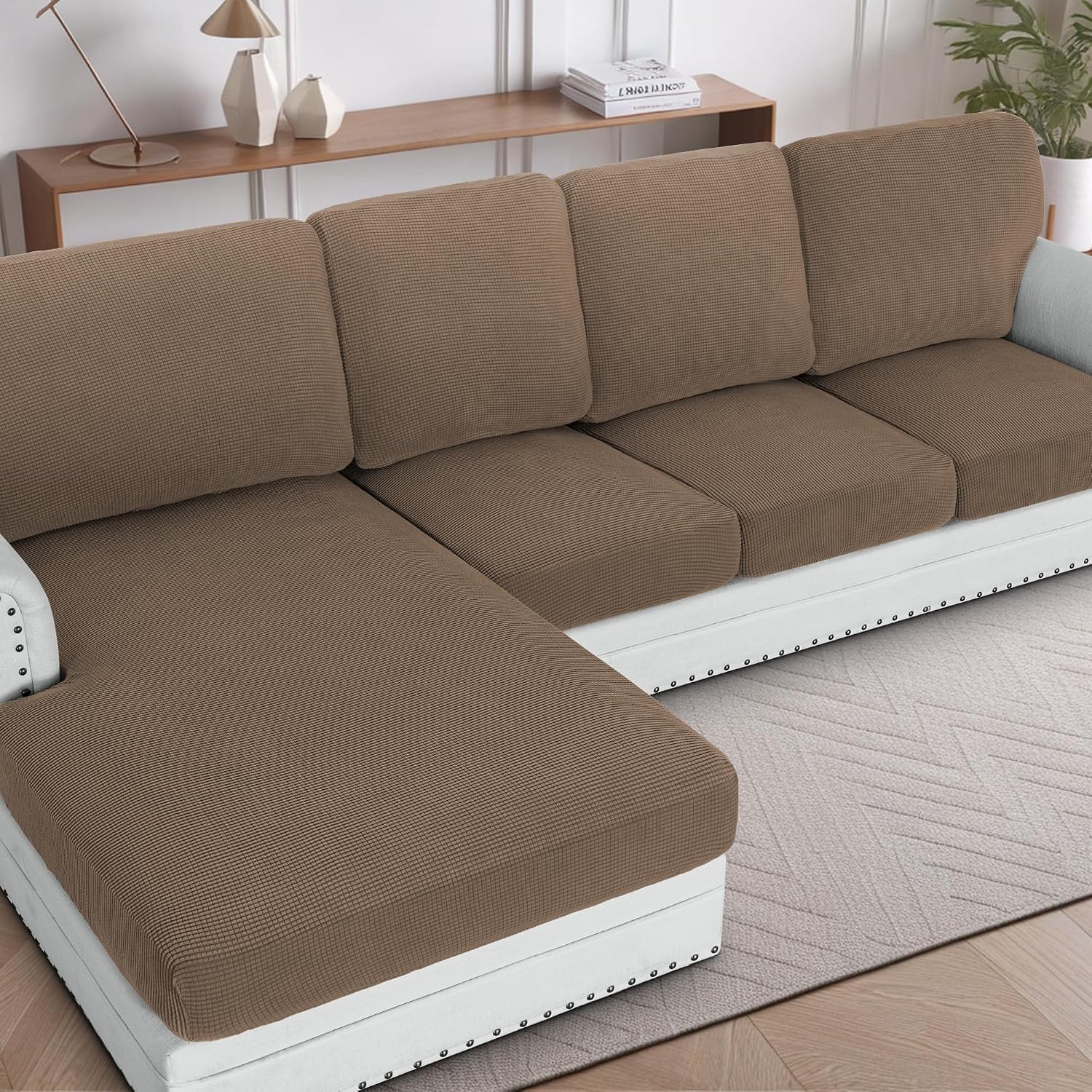 H.VERSAILTEX Sectional Couch Covers 8 Pieces Stretch Sofa Covers for Sectional Sofa