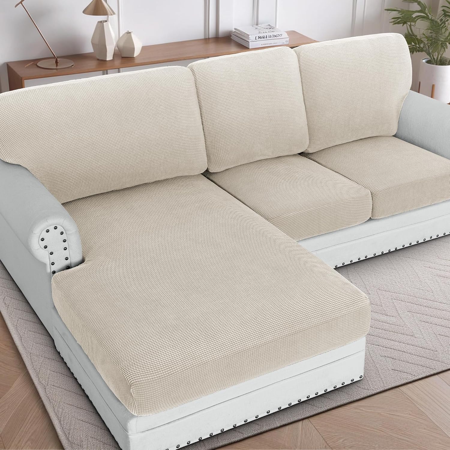 H.VERSAILTEX Sectional Couch Covers 8 Pieces Stretch Sofa Covers for Sectional Sofa