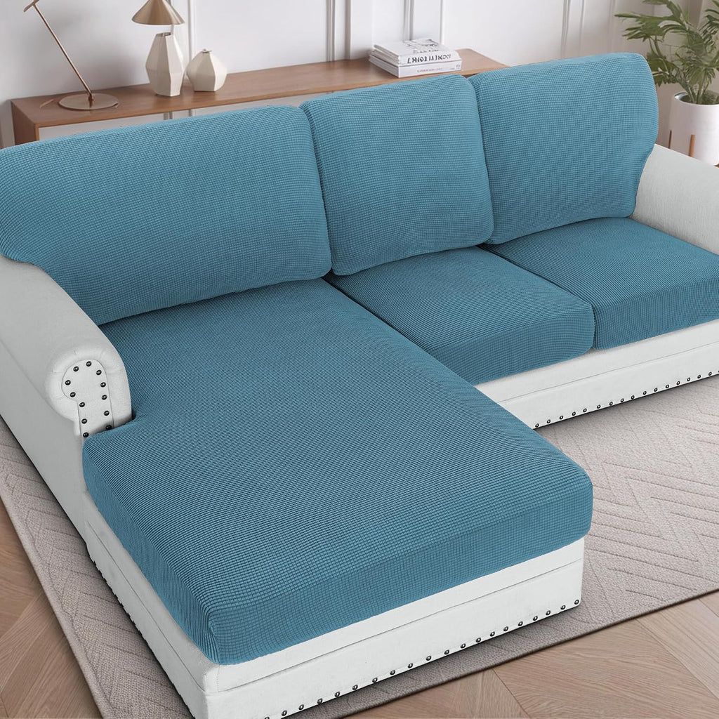 H.VERSAILTEX Sectional Couch Covers 8 Pieces Stretch Sofa Covers for Sectional Sofa