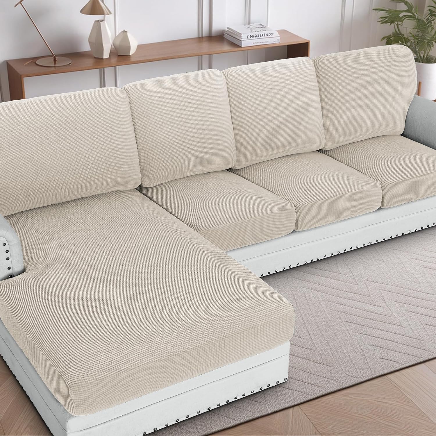 H.VERSAILTEX Sectional Couch Covers 8 Pieces Stretch Sofa Covers for Sectional Sofa