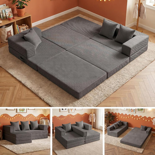 6-in-1 Boneless Couches L-Shaped Modular Sectional Sofa